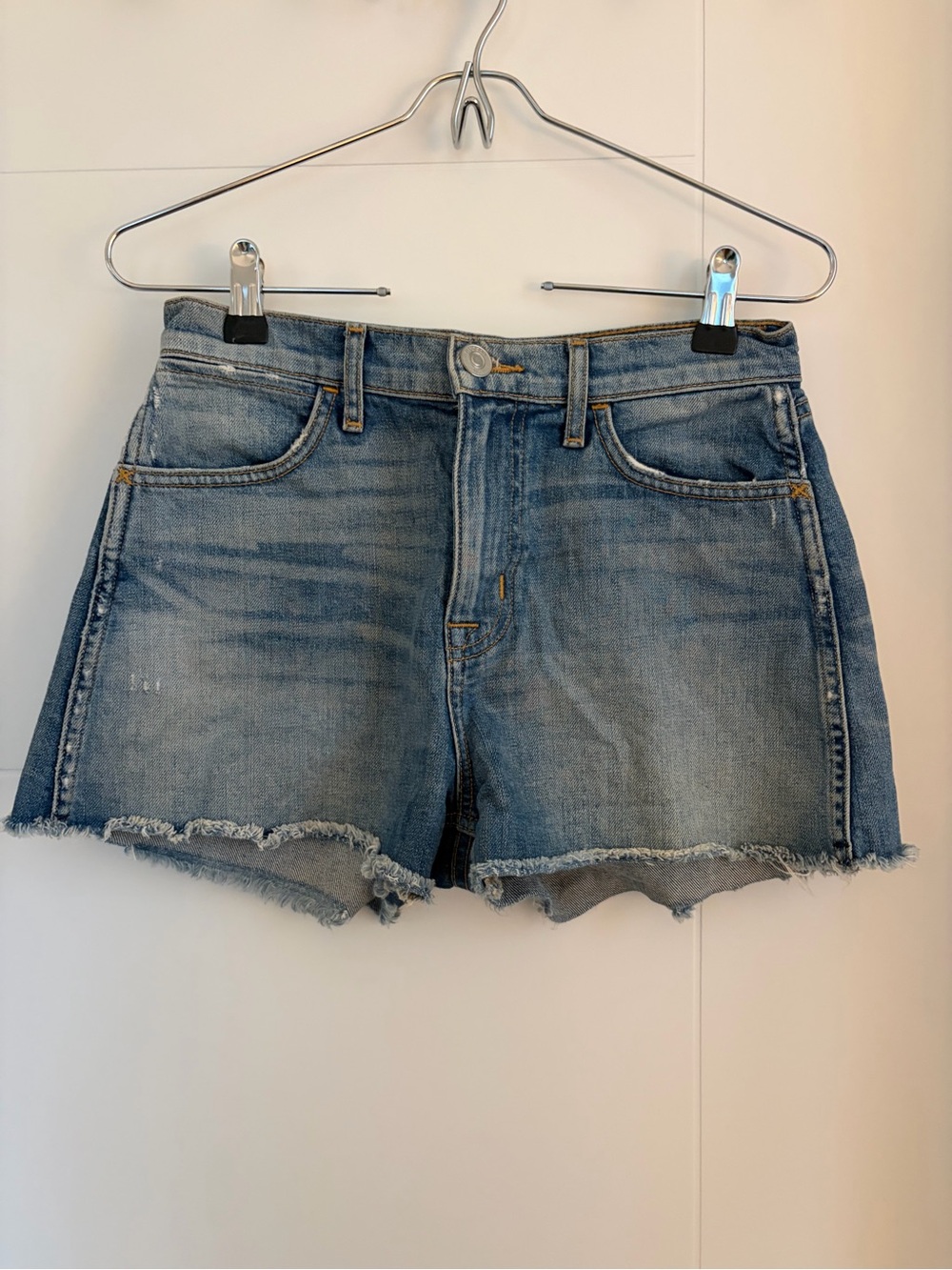 Hudson Jeans Light Wash Frayed Hem Denim Shorts